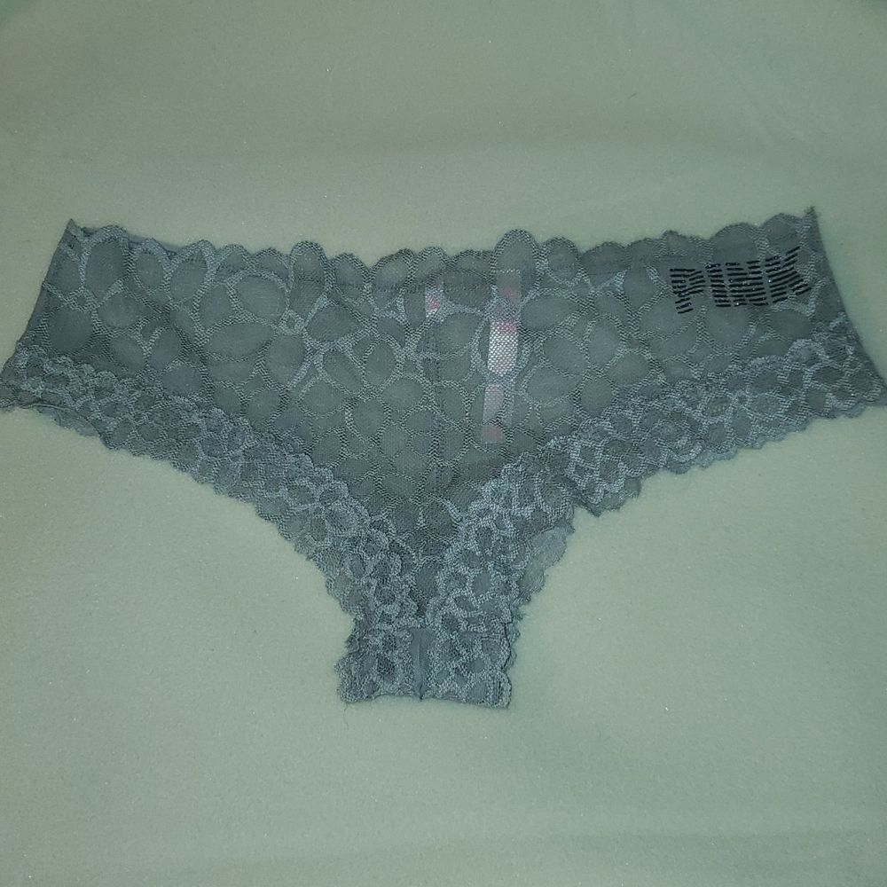 Victorias Secret Pink‎ Extra Low Rise Cheekster Grey Lace Panty Panties Undies